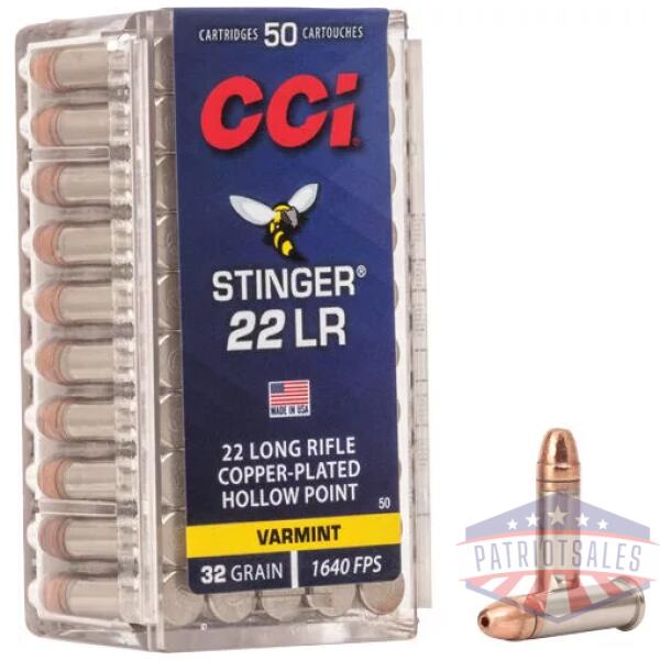 CCI STINGER 22LR 32GR JHP - 1640FPS 50RD 100BX/CS