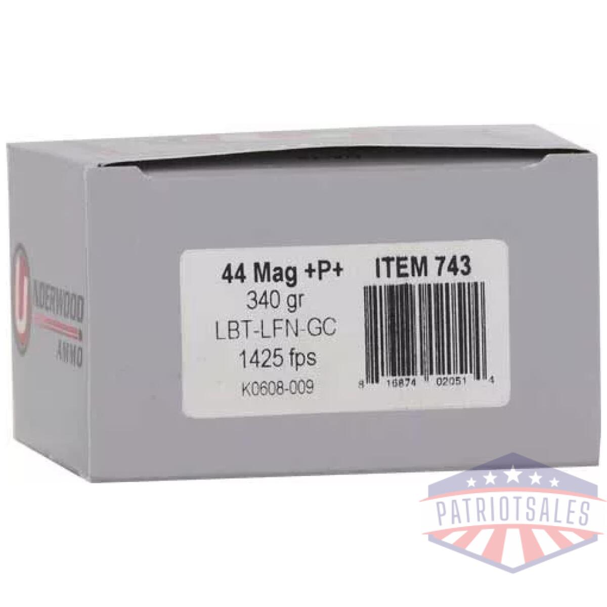 Underwood 44 rem mag +p+ 340gr - lead-fn 20rd 10bx/cs - image 2