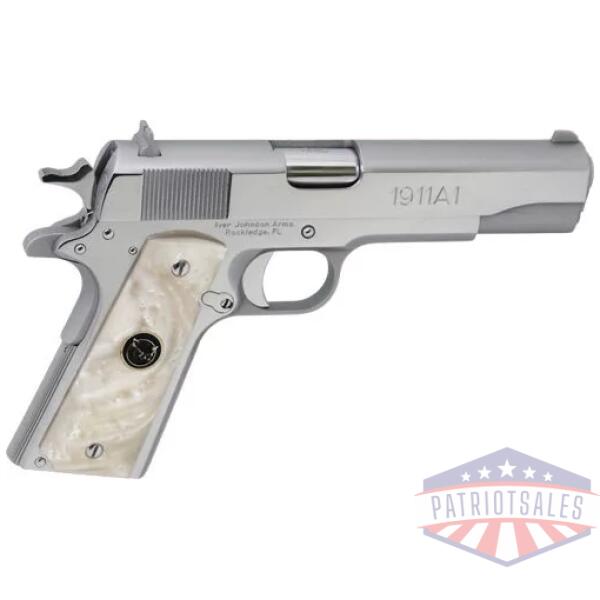 IVER JOHNSON 1911A1 45ACP 5" - FS 8RD CHROME WHITE PEARL GRIP