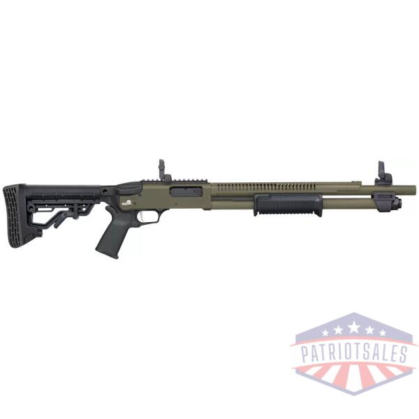 MOSSBERG 590R TACTICAL 12GA - 18.5" 6RD ADJ STK OD GREEN