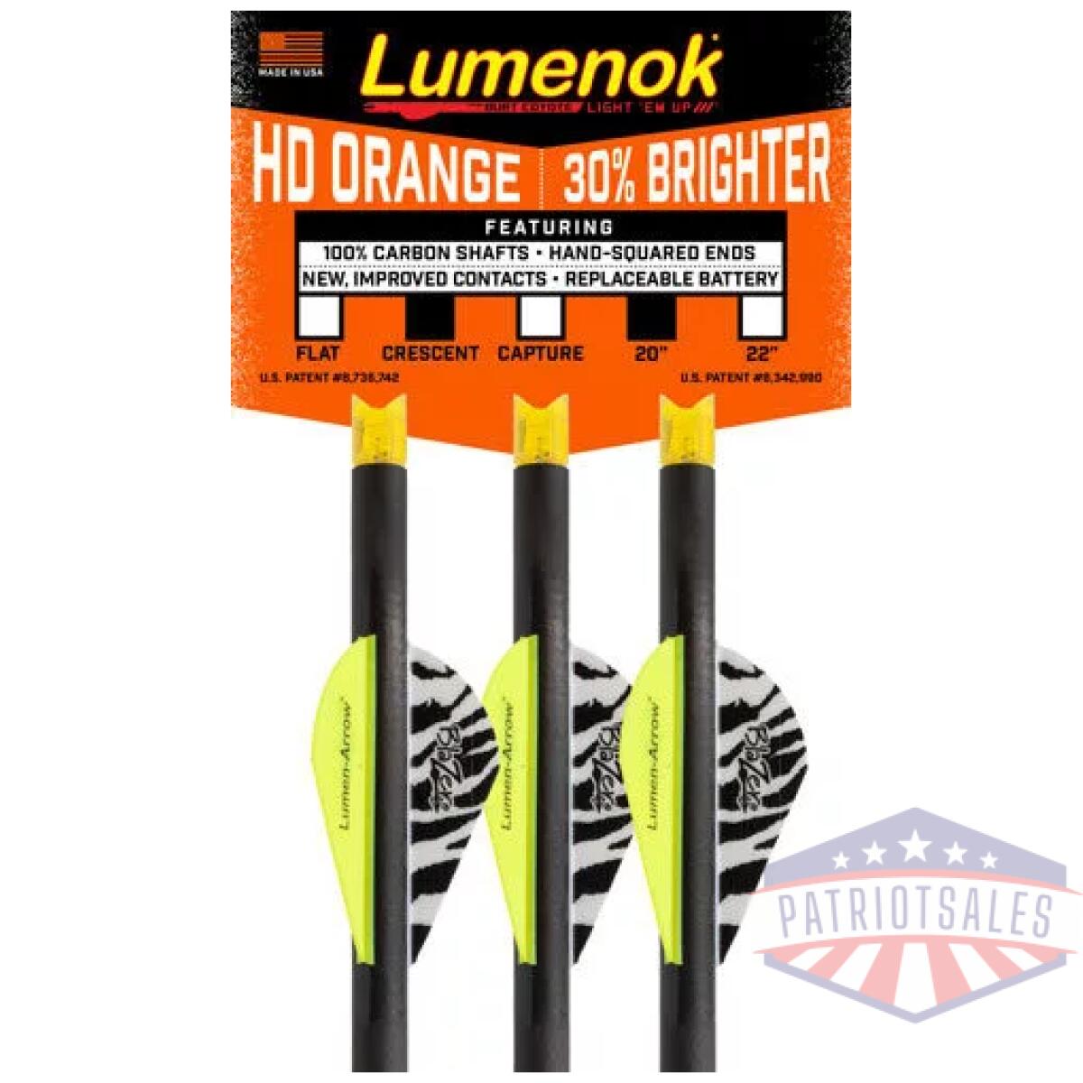 Lumenok xbow arrow 20" carbon - hd orange crescent nock 3pk - image 2