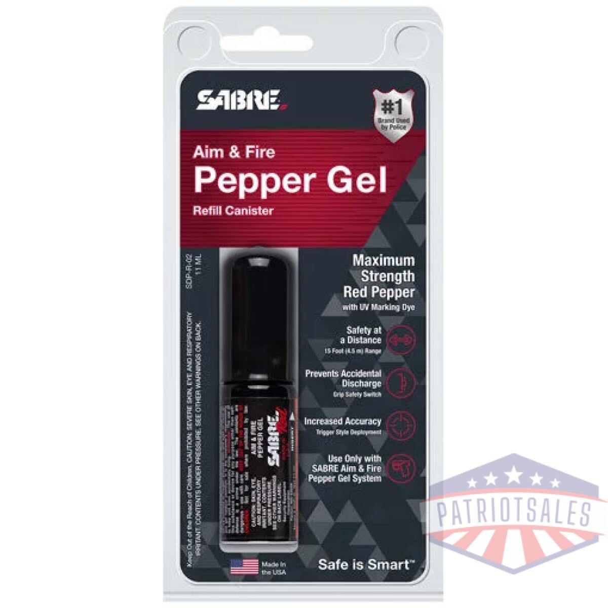 Sabre aim & fire pepper gel - refill canister - image 2
