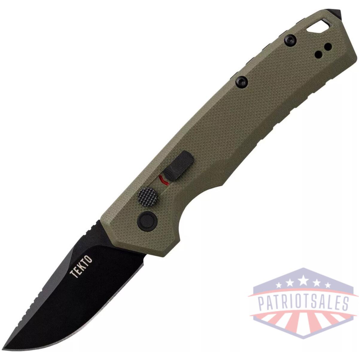 Tekto knives a3 delta mini auto knife od green g10 1. 9in black drop point - image 1