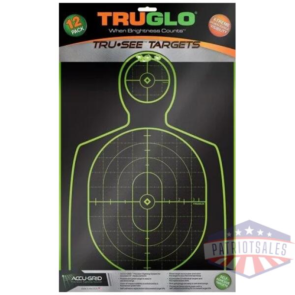 TRUGLO TRU-SEE REACTIVE TARGET - HANDGUNNER 12" X 18" 12-PACK
