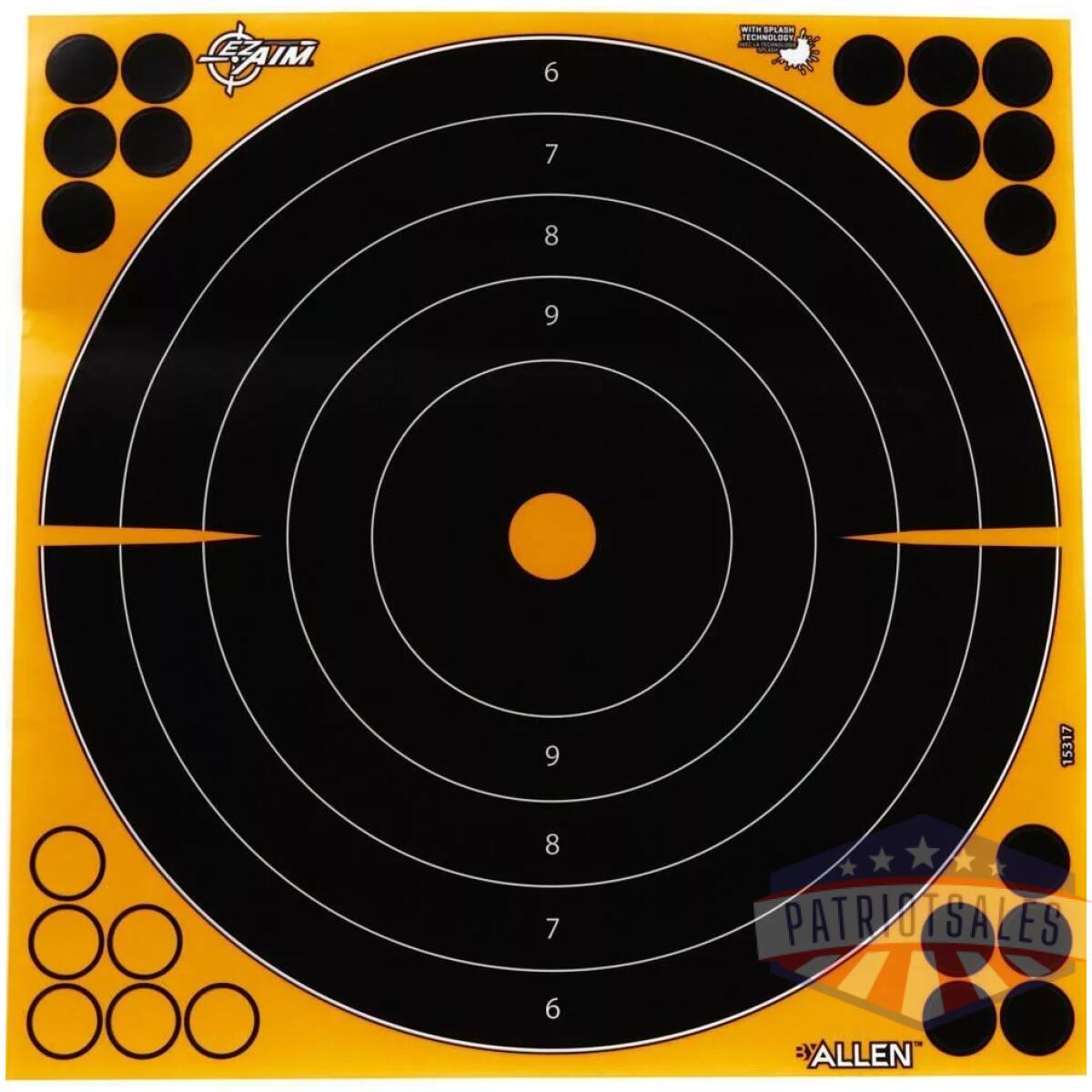 Allen ez aim adhesive splash bullseye target 12" black and yellow 25 pack - image 1