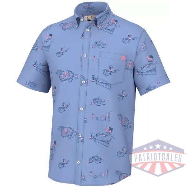 Huk Americookin Kona Short Sleeve Shirt Quiet Harbor L