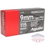 Aguila Handgun Ammunition 9mm Luger 115 gr FMJ 1150 fps 1000/ct Case