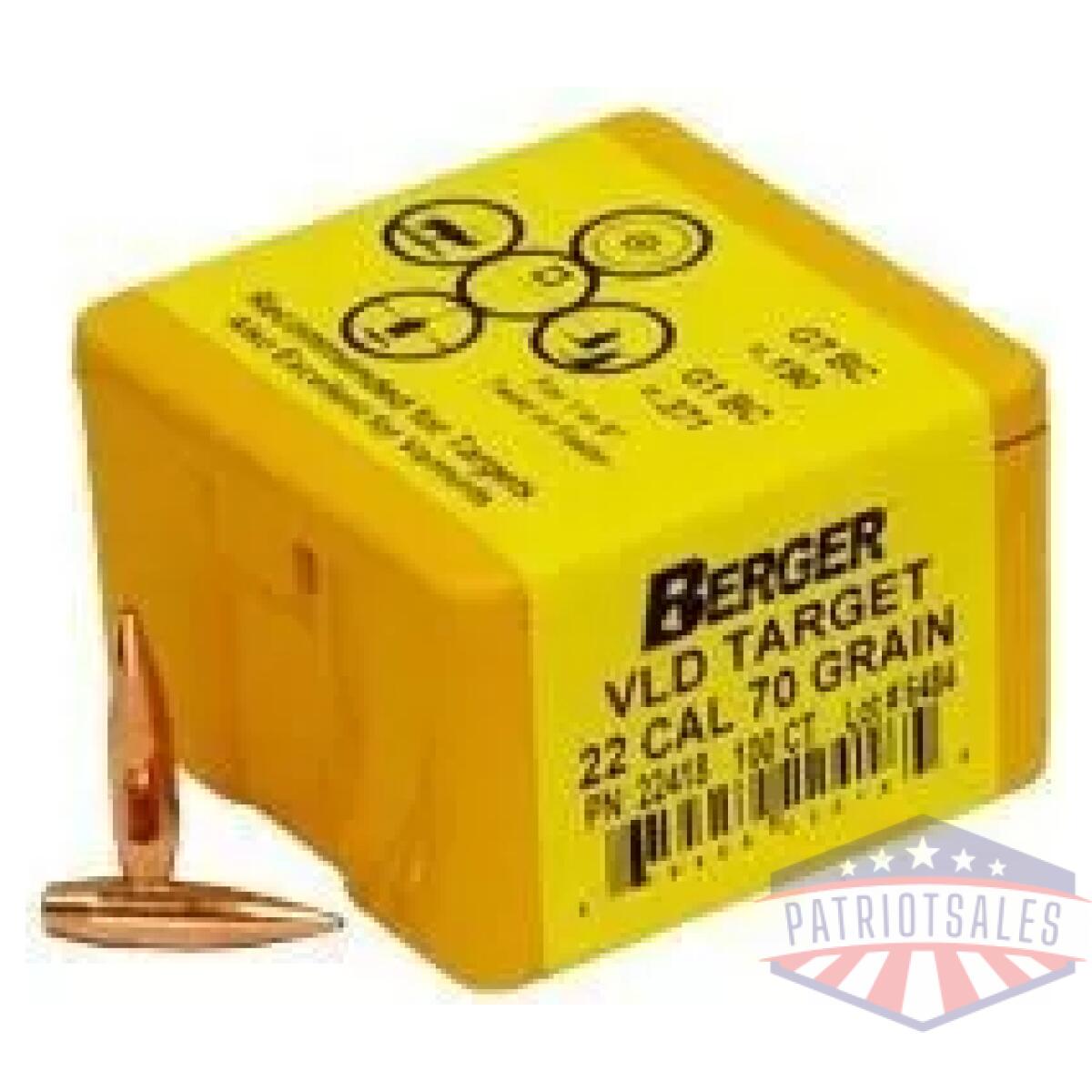 Berger match grade target bullets. 22 cal. 224" 70 gr vld target 100/box - image 1