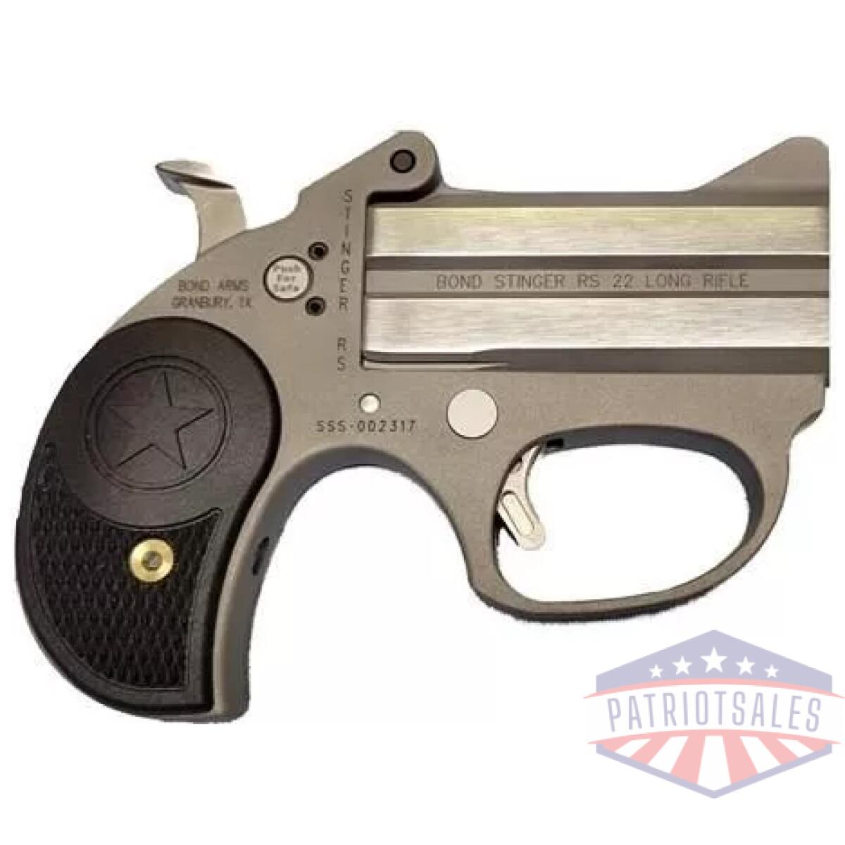 Bond arms stinger rs handgun 22lr 2/rd 3" barrel silver with black grips - image 1
