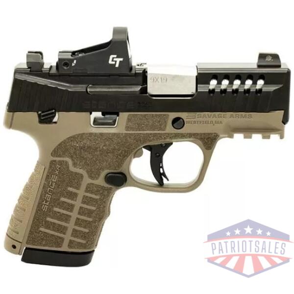 Savage Stance XR MC9MS Handgun 9mm Luger 10(1)&13(1)rd Magazines 3.2" Barrel FDE Manual Safety w/CTS-500 Red Dot
