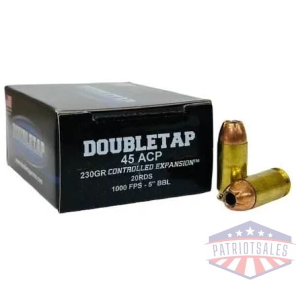 Double Tap Controlled Expansion Handgun Ammunition 45 Auto 230gr JHP 1000 fps 20/ct