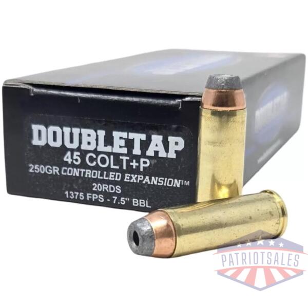 Double Tap Controlled Expansion Handgun Ammunition .45 Colt(+P) 250gr SJHP 1375 fps 20/ct