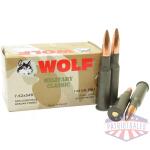 Wolf Military Classic Rifle Ammunition 7.62x54R 148gr FMJ  2740 fps 20/ct
