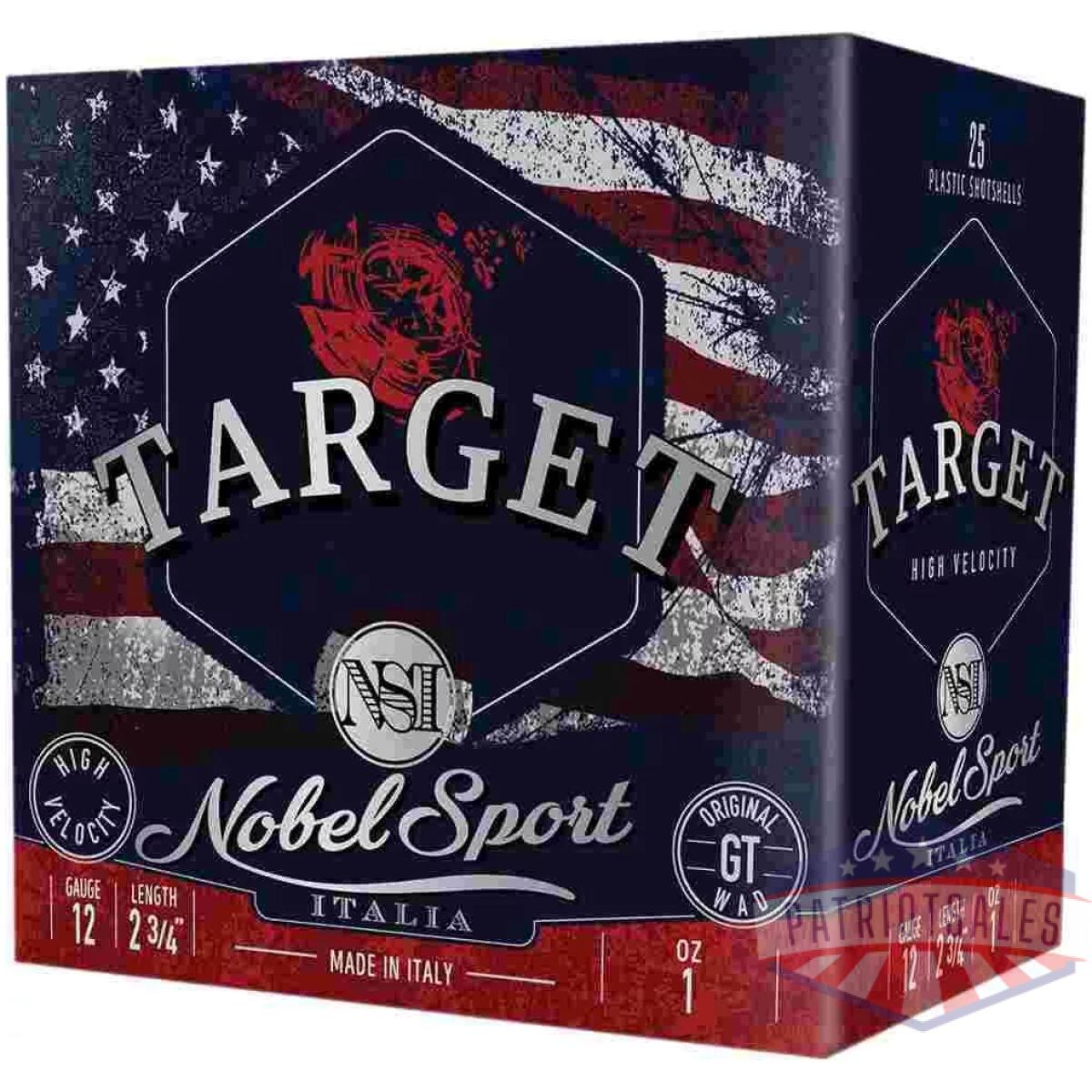 Nobel nsi target nobel speed shotshell 12ga 2-3/4" 1oz 1300 fps #8 250/ct case (10-25/ct boxes) - image 1