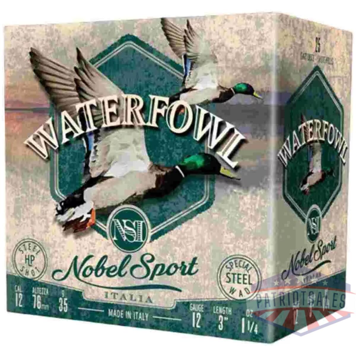 Nobel sport steel waterfowl shotshells 12 ga 3" 1-1/4 oz 1450 fps #4 250/ct case - image 1