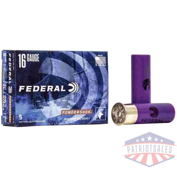 Federal Power-Shok Buckshot 16 ga 2 3/4" MAX 12 plts #1B 1225 fps - 5/box