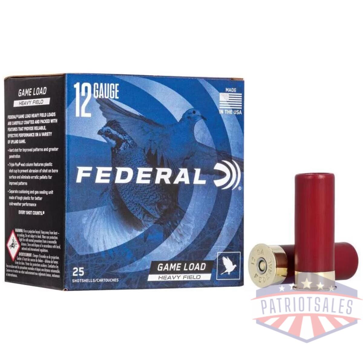 Federal game-shok upland game - heavy field load - 12ga 2-3/4" 1-1/8oz. #7. 5-shot 25/box - image 1