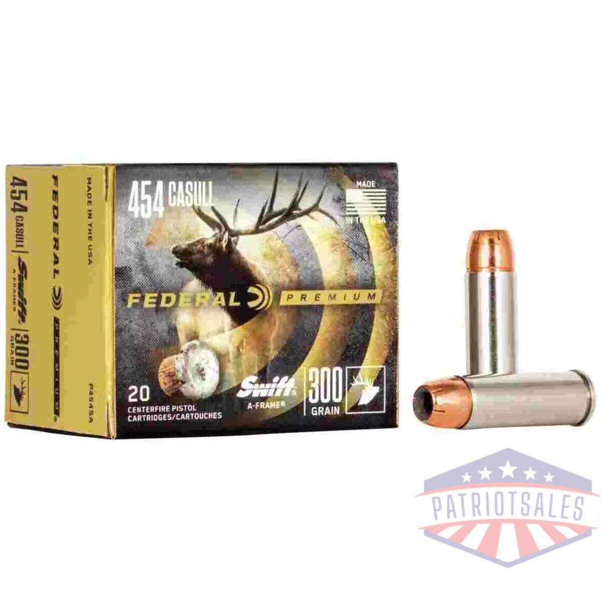 Federal premium vital-shok handgun ammunition. 454 casull 300 gr saf 1520 fps 20/box - image 1