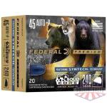Federal Solid Core Handgun Ammunition .45 Auto(+P) 240 gr TSJ 20/ct