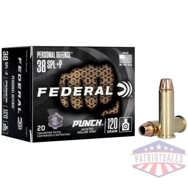 Federal Personal Defense Punch Handgun Ammunition .38 Spl(+P) 120 gr JHP 1000 fps 20/ct