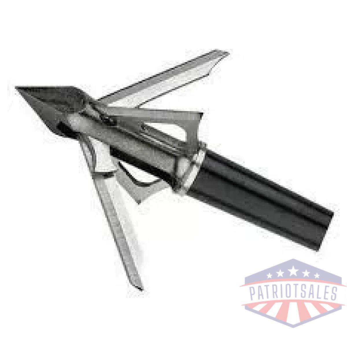 Muzzy trocar 4-blade hbx crossbow hybrid broadhead 1" x 1 5/8" cut 100gr 3/pk - image 1