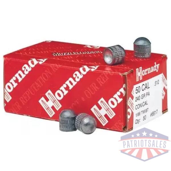 Hornady 50 cal 240 gr PA Conical Muzzleloader Bullets 50/Round Box