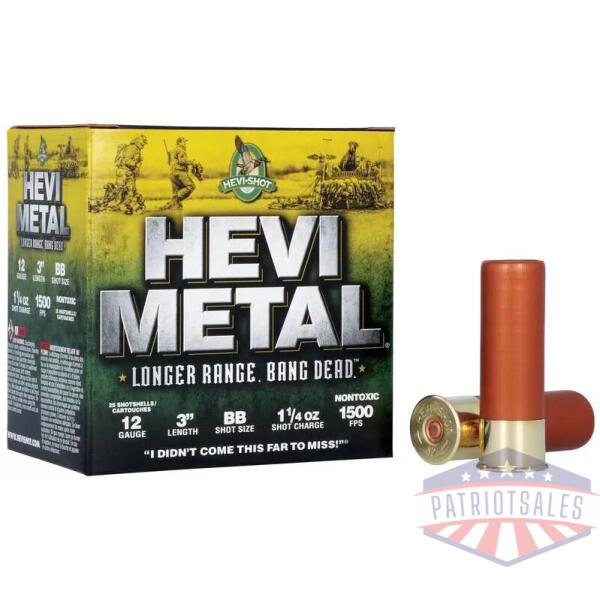 HEVI-Shot HEVI-Metal Longer Range Shotshell 12ga 3" 1-1/4 oz 1500 fps #BB 25/ct