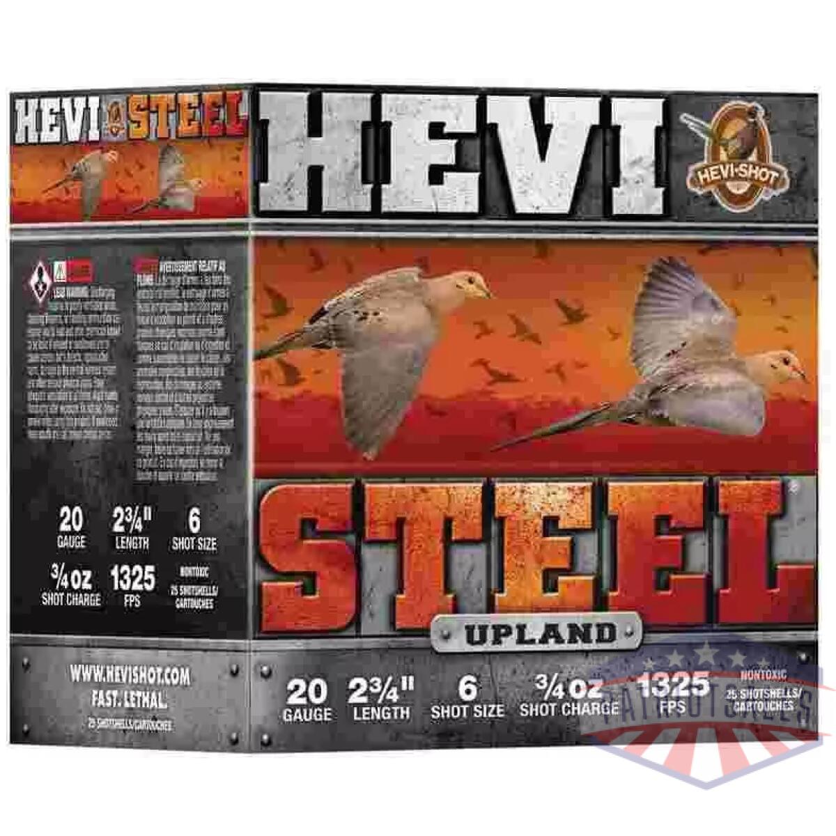 Hevi-shot hevi-steel upland shotshell 20ga 2-3/4" 1oz 1325 fps #6 25/ct - image 1