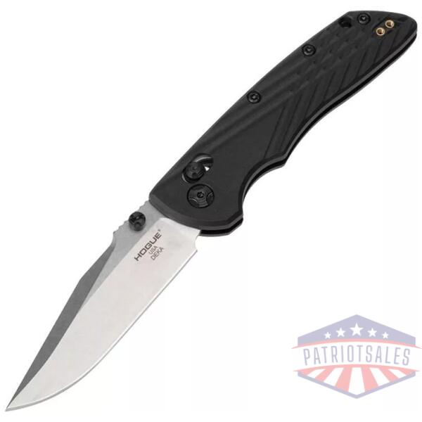 Hogue Deka Manual Folder Knife 3 1/4" Clip Point Blade Black With Thumb Studs