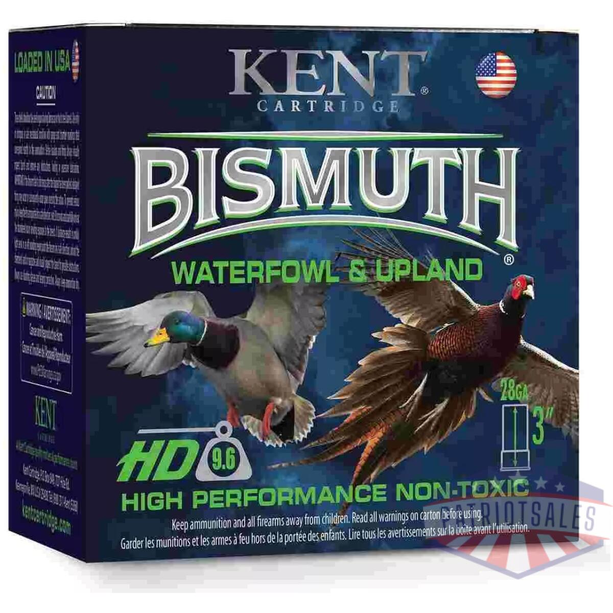Kent bismuth high-performance non-toxic waterfowl & upland shotshells 28ga 3" 1oz 1350 fps #4 25/ct - image 1