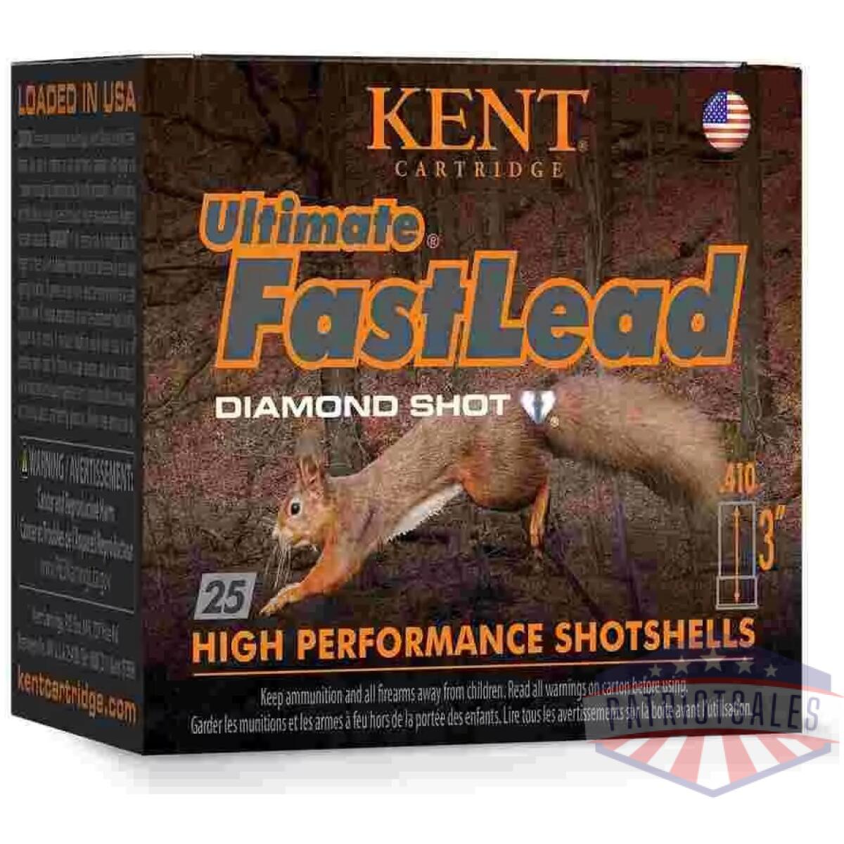 Kent ultimate fastlead upland shotshell 410ga 3" 11/16oz 1150 fps #6 25/ct - image 1