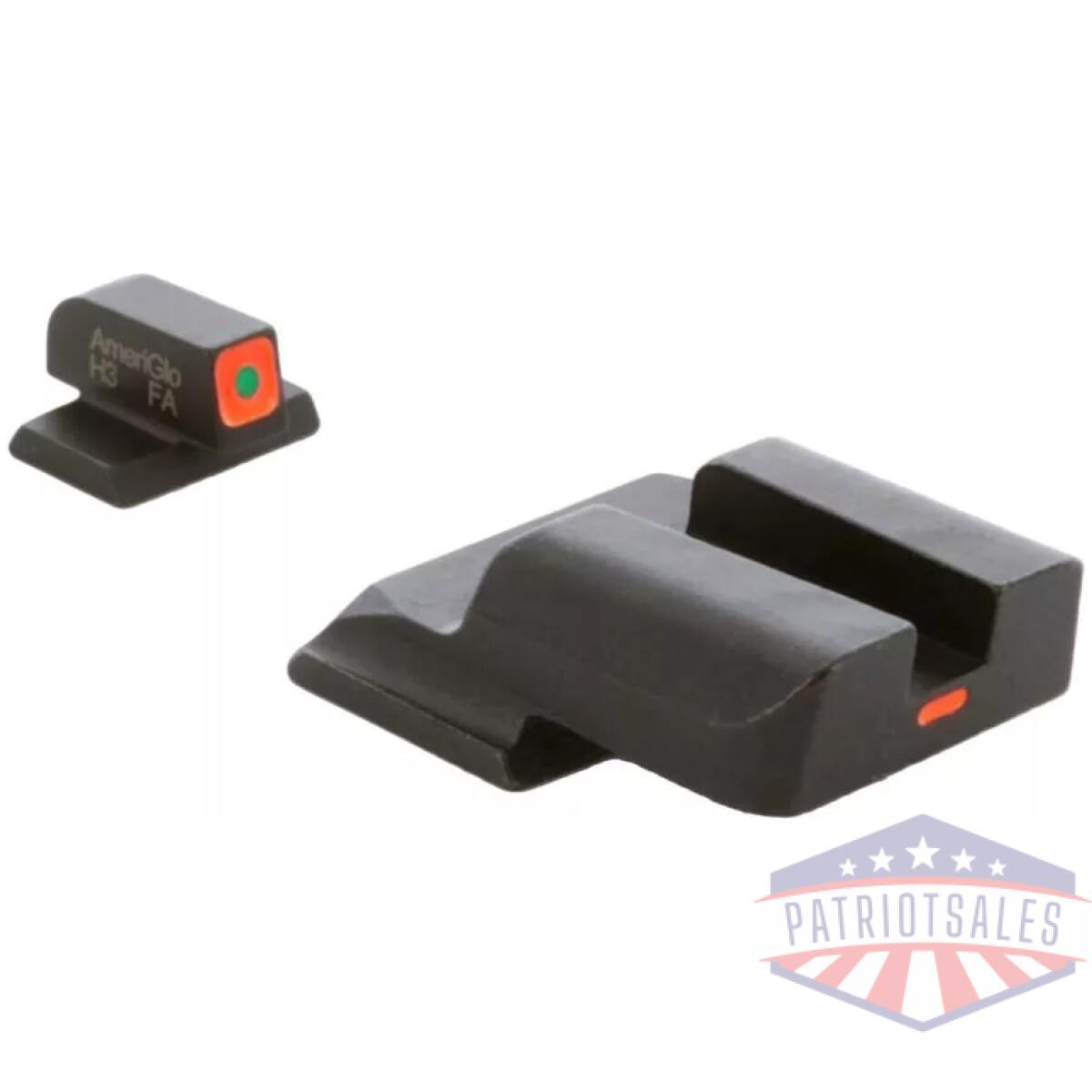 Ameriglo cap sight set green tritium orange square outline front orange non-trit rear for m&p shield - image 1