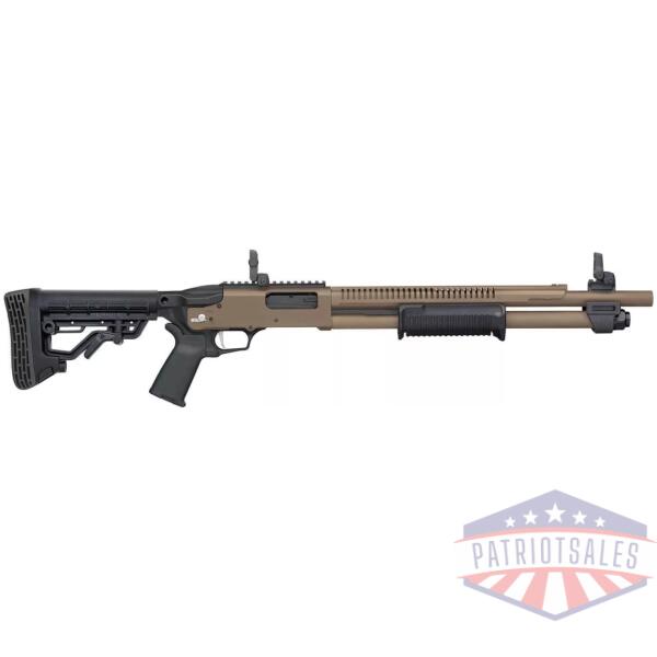 Mossberg 590R FDE Cerakote Shotgun 12ga 3" Chamber 6rd Capacity 18.5" Barrel MBUS 3 Sights