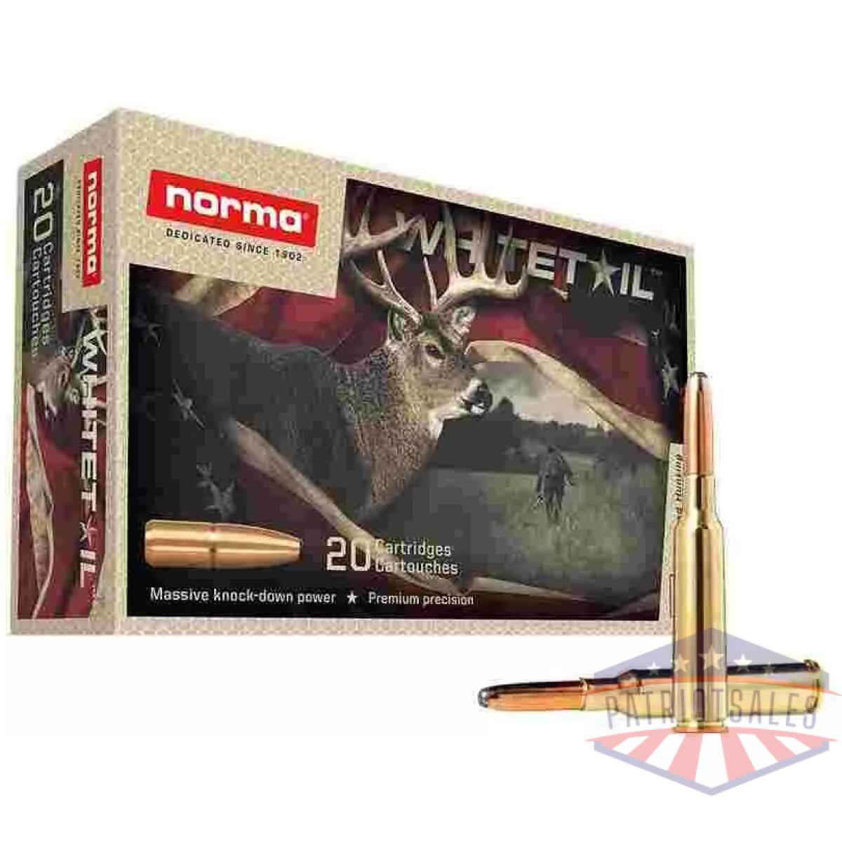 Norma whitetail rifle ammunition 6. 5x55 se 156gr psp 2559 fps 20/ct - image 1