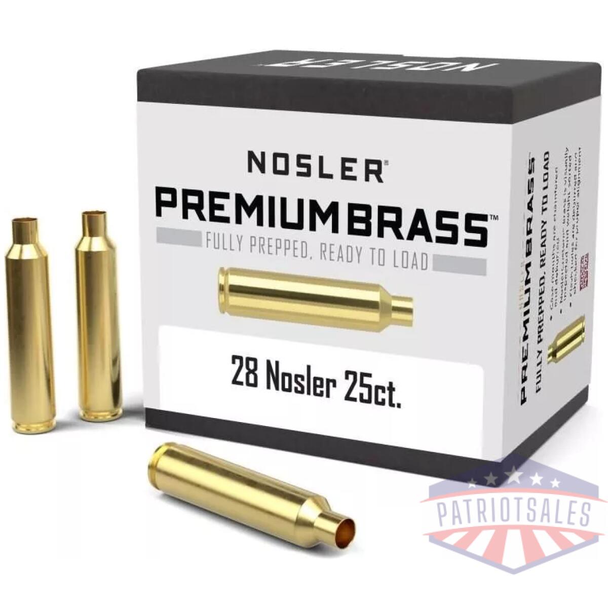 Nosler unprimed brass rifle cartridge cases. 28 nosler 25/box - image 1