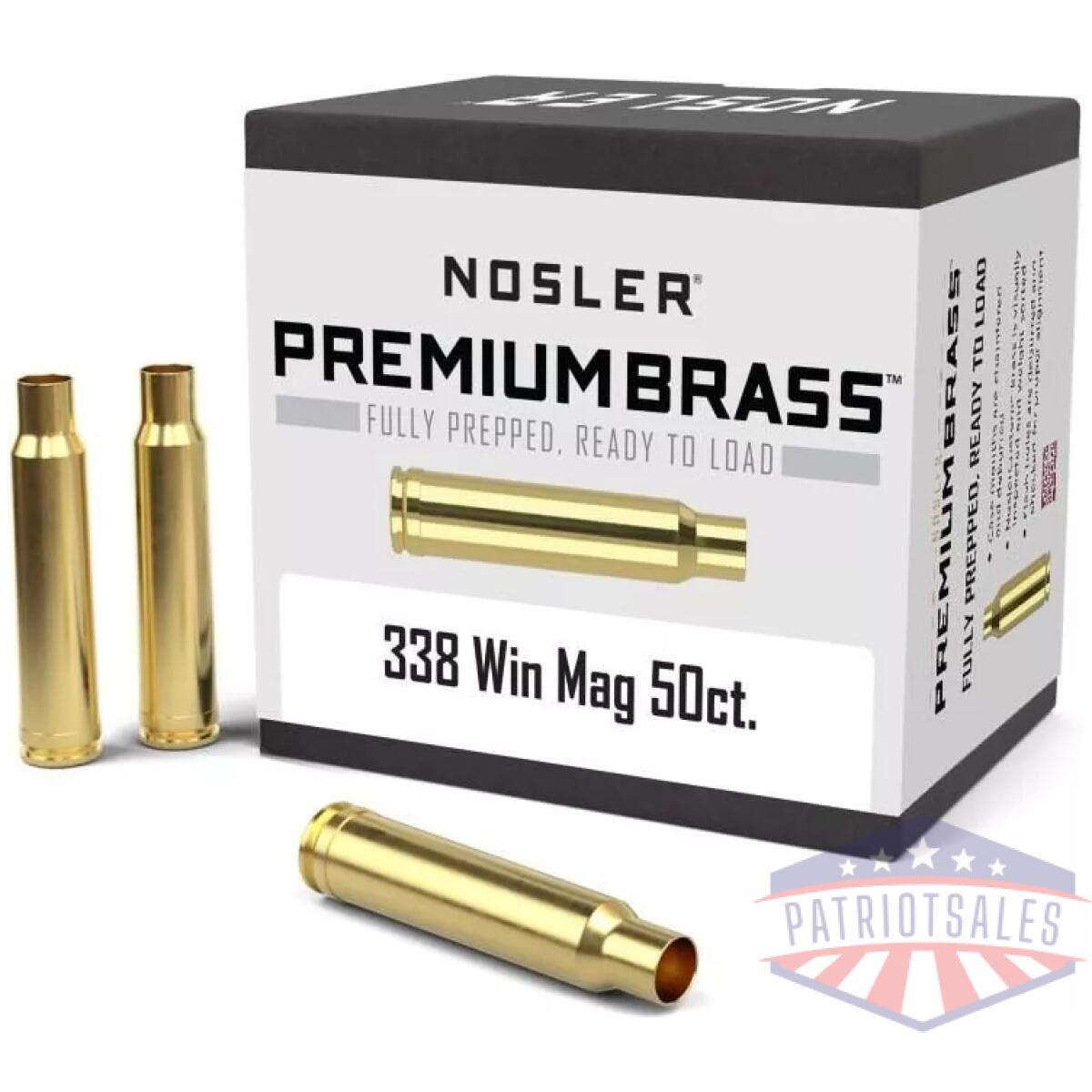 Nosler unprimed brass rifle cartridge cases 50/ct. 338 win mag - image 1