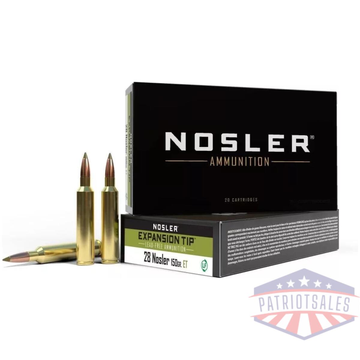 Nosler e-tip rifle ammunition 28 nosler 150gr e-tip ammo 3250 fps 20/ct - image 1