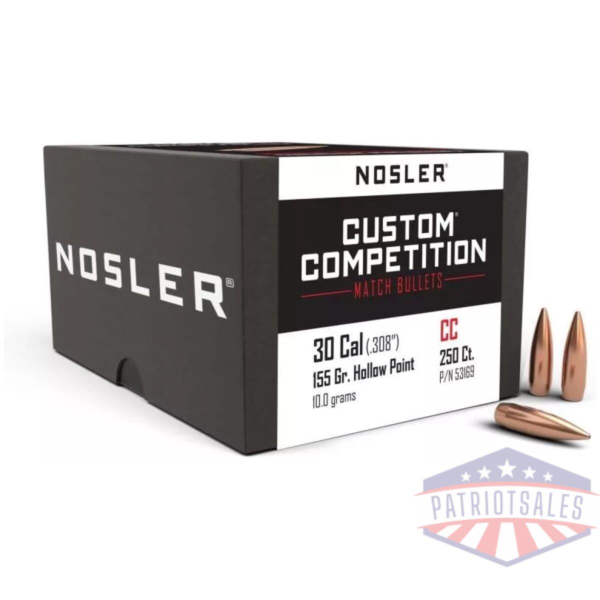 Nosler custom competition bullets. 30 cal. 308" 155 gr hpbt 250/ct - image 1