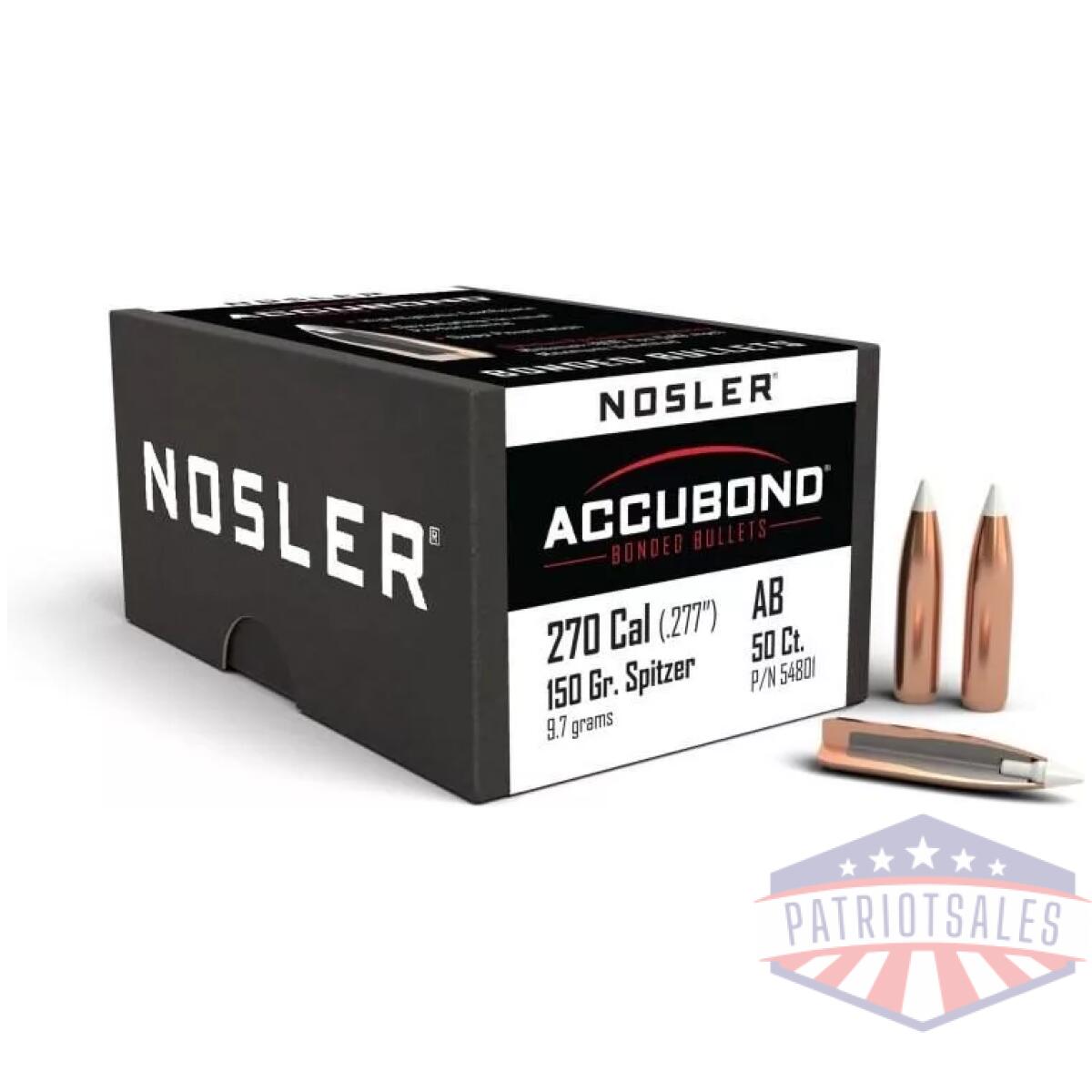 Nosler accubond bullets. 270 cal. 277" 150gr spitzer 50/ct - image 1