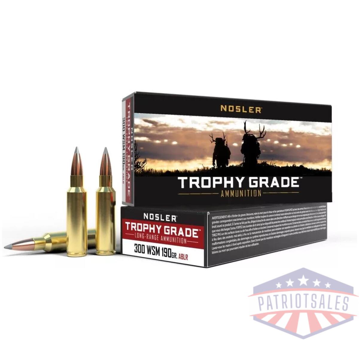 Nosler trophy grade long range rifle ammunition. 300 wsm 190 gr acb lr 20/box - image 1