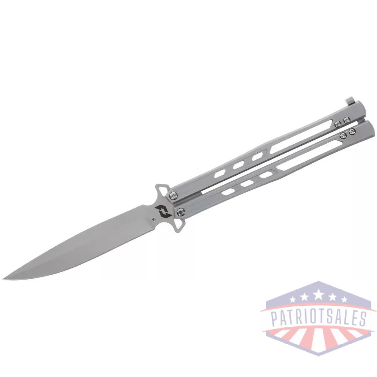 Schrade alkymest butterfly folding knife 4" blade silver - image 1