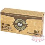 Patriot Sports Brass Case Handgun Ammunition 9mm Luger 115gr FMJ 1230 fps 1000/ct (20-50/ct Boxes)
