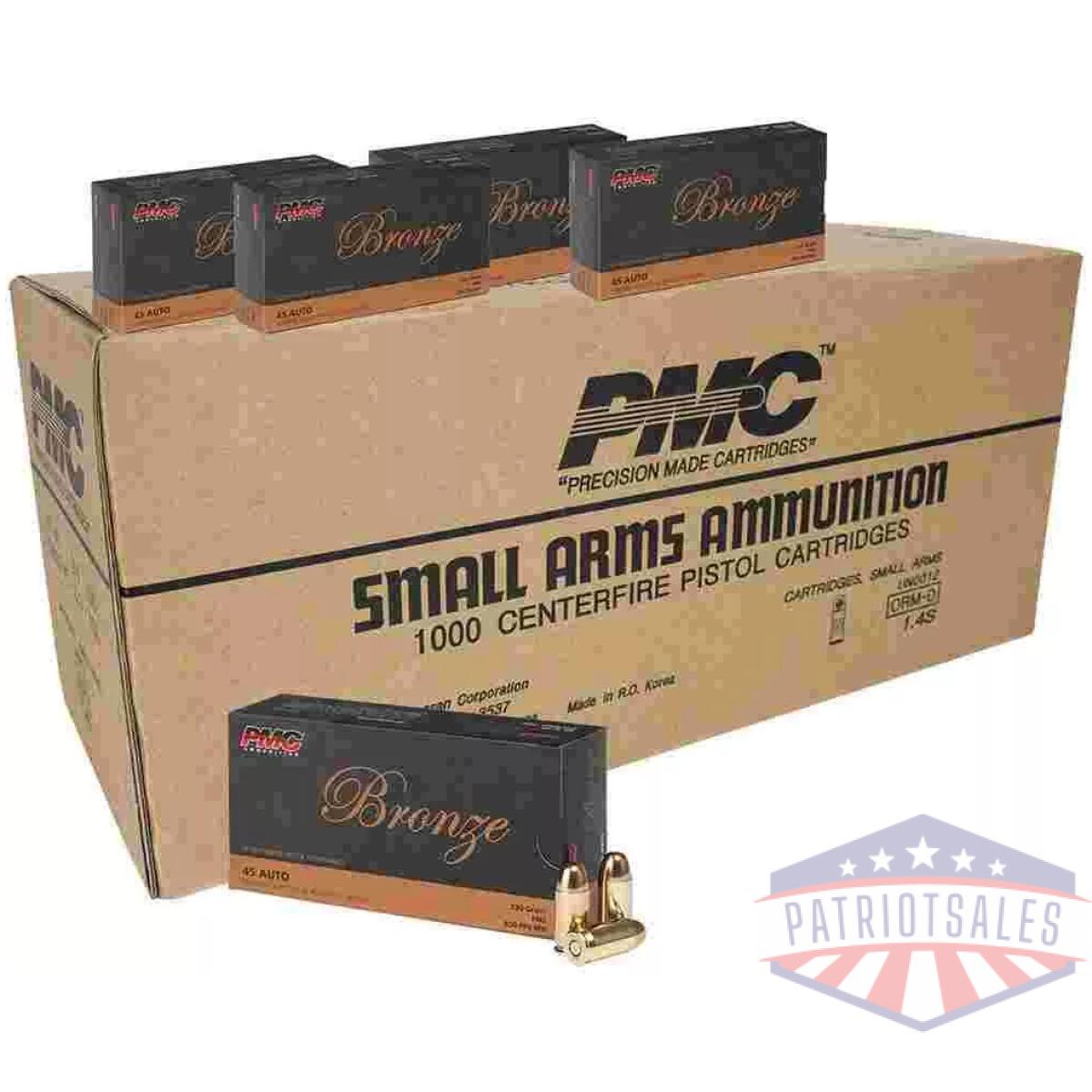 Pmc bronze. 45 acp handgun ammunition 230 gr fmj 830 fps 1000/ct - image 1