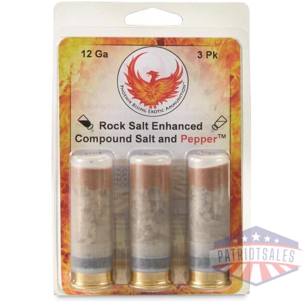 Phoenix Rising Salt & Pepper Shotshells Rock Salt & Pepper Blast 12ga 2-3/4" Less Lethal 3/ct