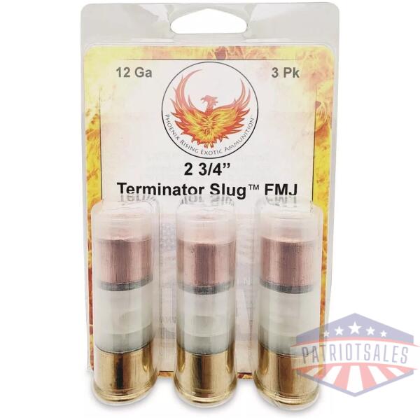 Phoenix Rising Terminator Slug Shotshell 12ga 2-3/4" 515gr FMJ Slug 1520fps 3/ct