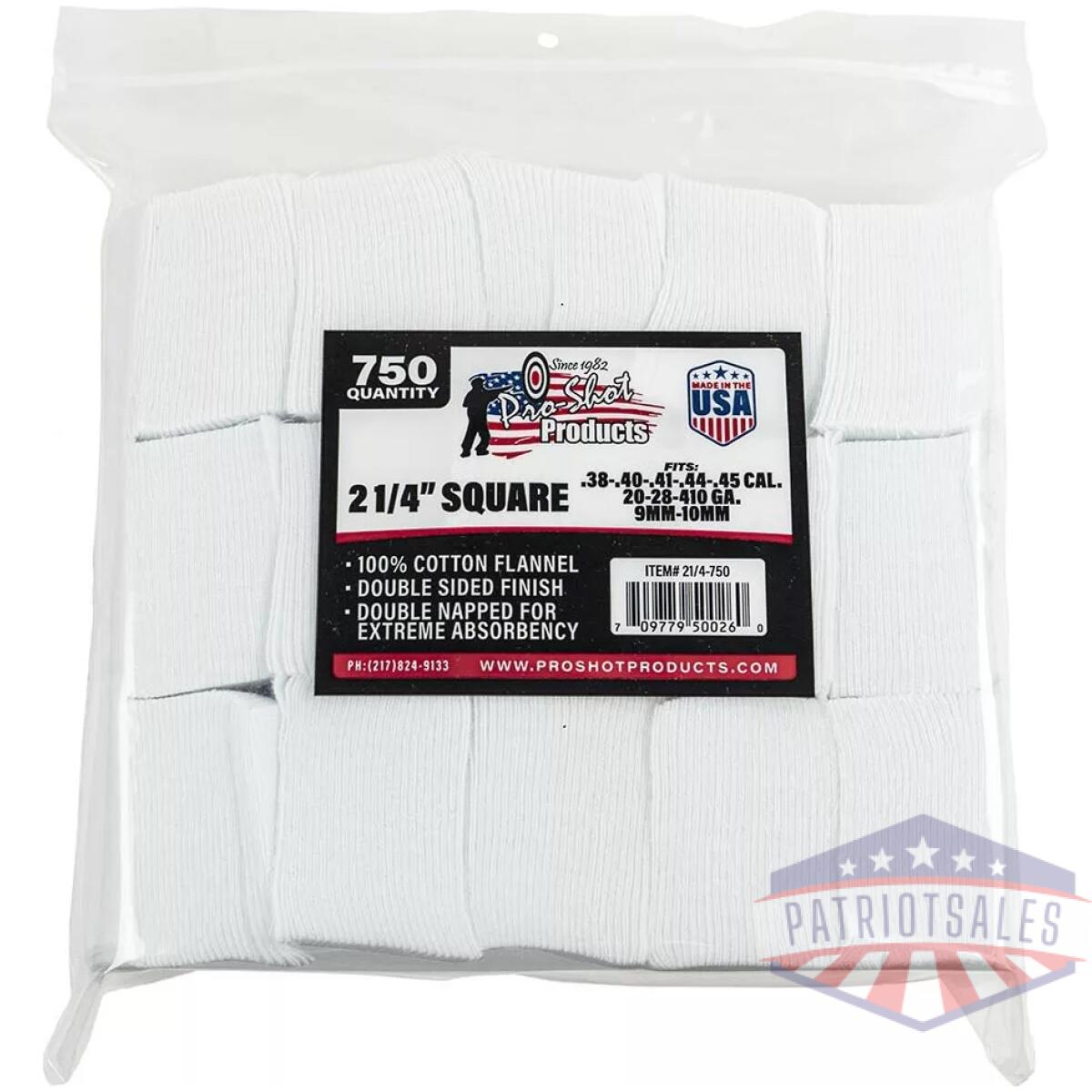Pro-shot 2 1/4" square 100% cotton patches 750/ct - image 1