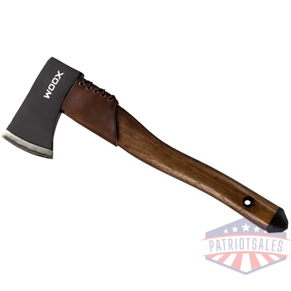 woox ax1 tomahawk ax walnut with blued finish and leather collar