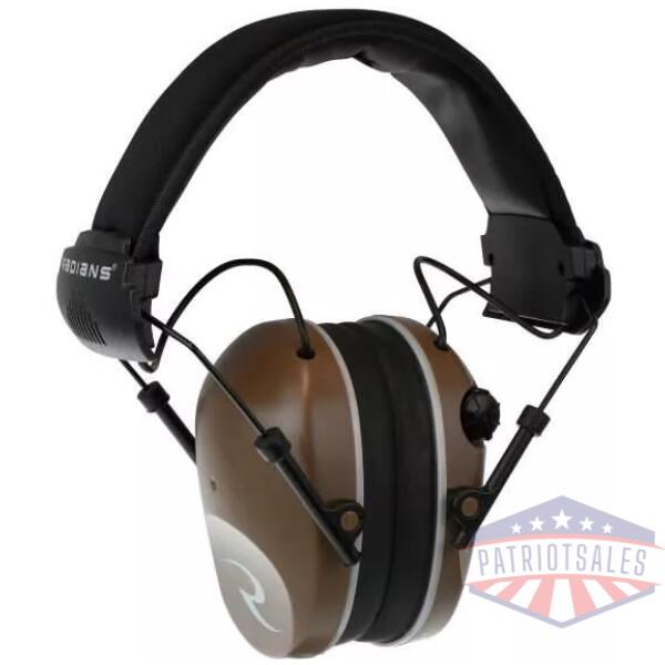 Radians Dual Microphone Electronic Earmuff 3.5mm Stereo Jack 23dB Black Tan