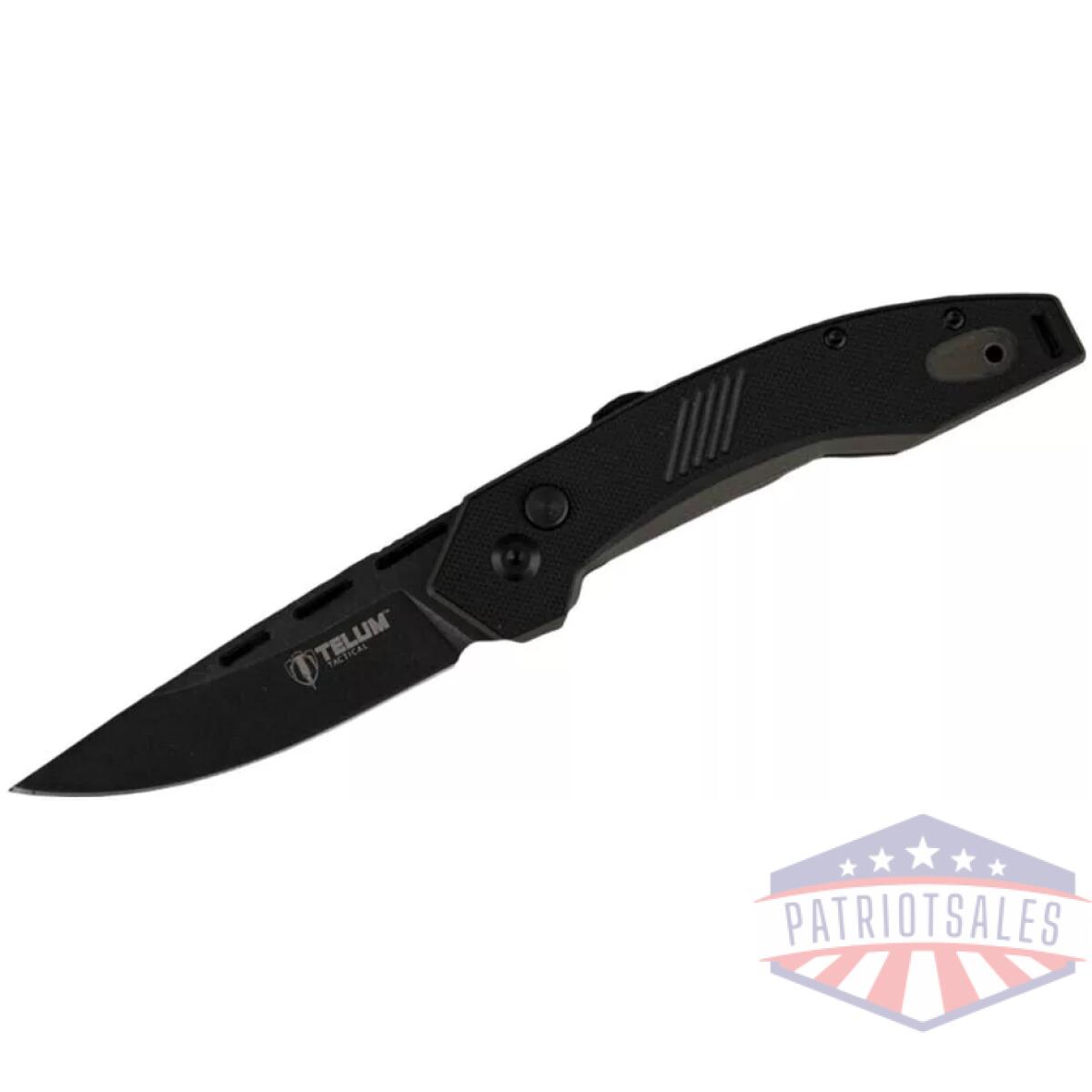 Telum incinerator tactical automatic knife 3-1/2" drop point blade black - image 1