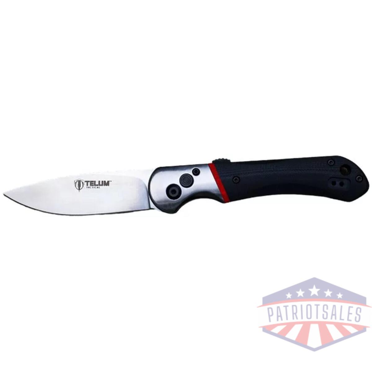 Telum tremor tactical automatic knife 3-1/2" drop point blade black - image 1